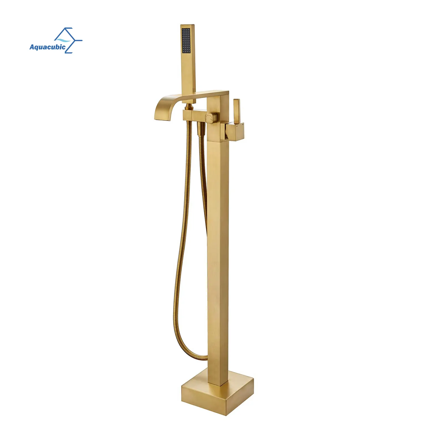 North American Style New Modern Floor Stand Bathtub Faucet Gold Floor Mounted Bathtub and Shower Faucet