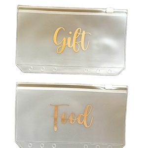 Bán Buôn A6 PVC Dây Kéo Túi Rõ Ràng Tiền Mặt Phong Bì Ví Tiền Kế Hoạch Chất Kết Dính Phụ Kiện Với Phông Chữ Vàng Ngân Sách Chất Kết Dính Chèn - Product Image 1