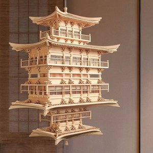แบบจำลองอาคารโบราณสไตล์เซนจีนสมัยใหม่ ทำจากไม้จริง ประกอบเองได้ สำหรับแขวนผนัง โรงแรม สำนักงานขาย  วัดจิงฉวนจิงเก๋ - Product Image 6