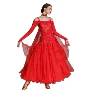 Modern Ball Gowns Performance Costume Dance Wear Girls Off Shoulder Long Sleeves Puffy Prom Dresses