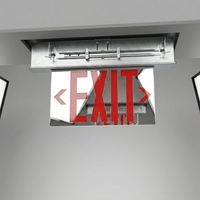 Panneau de signalisation LED encastré à éclairage périphérique homologué aux États-Unis, avec diagnostic automatique, blanc, sélectionnable 120-347V, lumière de secours, indice de protection IP20, garantie 2 ans