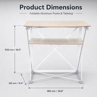 Comptoir pliable en aluminium, bureau de réception portable pour conférences, podium pour salons professionnels et expositions avec plateau en bois