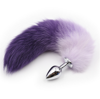 Queue de renard en fourrure véritable sexy avec plug anal en métal, jouet sexuel anal, couleur dégradée