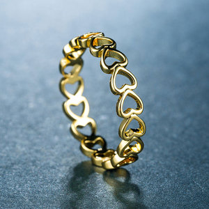 Anillo minimalista con forma de corazón hueco para mujer, diseño de corazón entrelazado, joyería elegante de moda - Product Image 4