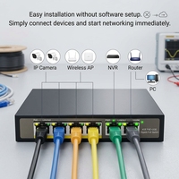 Switch Gigabit PoE 4 Port Tanpa Manajemen dengan Port Uplink Ganda untuk Jaringan Kantor & CCTV yang Mendukung Kamera IP PoE