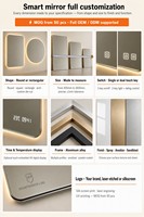 Miroir de salle de bain LED sans cadre, rectangulaire, lumineux, tactile, pour salle de bain, miroir mural de salle de bain, ensemble de miroirs de salle de bain