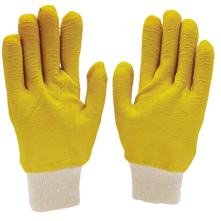 Firm grip jersey cotton rubber coated gloves anti slip waterproof construction work gloves