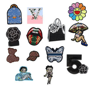 Patchs brodés personnalisés en gros, motifs floraux à paillettes, en tissu écologique avec support thermocollant pour chapeaux et vêtements féminins - Product Image 5
