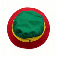 Sombrero de Pescador Unisex Personalizado con Bloques de Color Rasta, Verde, Amarillo, Rojo, Bordado de Algodón, Sombrero para el Sol, Sombreros de Pescador de Fútbol