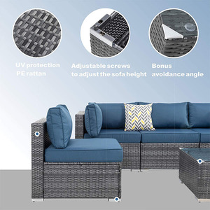 7 PCS <strong>Rattan</strong> Outdoor Sofa Grey Nordic Out Door <strong>Garden</strong> Sofas L Shape Contemporary <strong>Rattan</strong> Wicker <strong>Corner</strong> <strong>Furniture</strong> - Product Image 5
