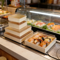 Caja Bento de Cartón Biodegradable Ecológica para Sushi con Cierre Magnético, Hecha a Mano, a Prueba de Fugas, para Cocina Japonesa y Regalos