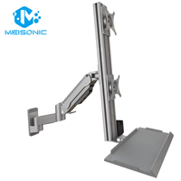 Support d'écran en alliage d'aluminium robuste Meisonic T8-GA02KB-SPA avec ressort à gaz et inclinaison à 90 degrés pour usage industriel