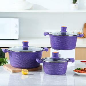 铝合金组合炊具套装带玻璃专用平底汤锅牛奶锅煎锅用于明火炉 - Product Image 6