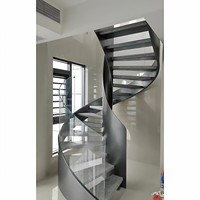 Escalier en colimaçon rotatif en structure métallique compacte pour villa, loft, duplex, appartement personnalisé, café simple, style luxe léger