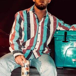 ウエスタンカウボーイメンズシャツブラウスストライプカジュアルボタンダウン長袖シャツトップスポケット付き - Product Image 1