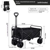 Chariot de camping pliable en métal avec poignée télescopique pour les stands extérieurs, chariot portable pour pique-niques et courses