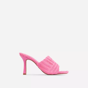 LSW New Fashion sandali con <span class=keywords><strong>tacco</strong></span> arancione rosa rosso verde asciugamano materiale tacchi alti <span class=keywords><strong>scarpe</strong></span> abbinate borsa a mano - Product Image 4
