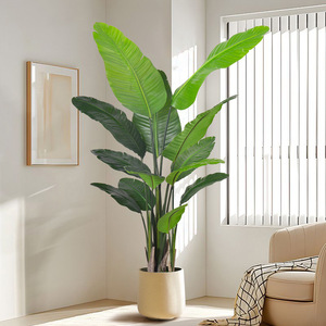 Plante artificielle verte de haute qualité, oiseau de paradis en plastique, queue lâche, arbre du voyageur, décoration de salon, planté - Product Image 2