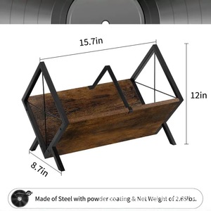 Estante de madera maciza para discos, estante de almacenamiento de CD de madera, estante de escritorio para revistas, para discos de vinilo y CD - Product Image 5