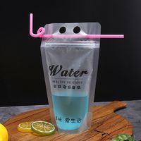 Pochette souple de 500 ml avec poignée de transport, fermeture éclair refermable, trou pour paille, en plastique de qualité alimentaire, pour jus, lait, thé