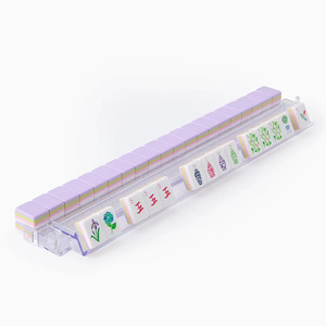 Tuiles de <span class=keywords><strong>Mahjong</strong></span> Américain en Acrylique 160 pièces, surface lisse, blanc minimaliste, motif plante de maison lilas, pour jeu de société - Product Image 4