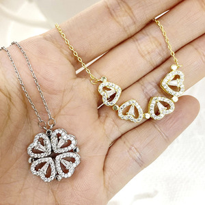 Nuova <span class=keywords><strong>Collana</strong></span> Foxi Jewelry, Design con Ciondolo a <span class=keywords><strong>Quadrifoglio</strong></span> e Cuore Placcato Oro 18K o <span class=keywords><strong>Argento</strong></span> - Product Image 2