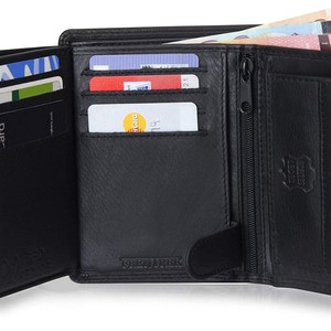 <b>Men's</b> Genuine Leather Bi-Fold <b>Wallet</b> <b>Black</b> RFID Blocking 8.5 x 10.5 Cm Everyday Use - Product Image 2