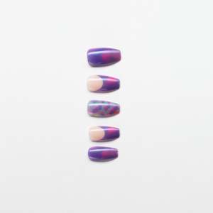 <span class=keywords><strong>Uñas</strong></span> Postizas Largas de ABS con Efecto Degradado Violeta, <span class=keywords><strong>Forma</strong></span> de <span class=keywords><strong>Bailarina</strong></span> Cuadrada con Acentos Coloridos Franceses Nude y Pegamento - Product Image 2