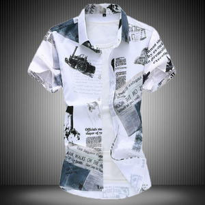 Chemises pour hommes taille 5XL 6XL 7XL, chemises habillées décontractées d'été à manches courtes avec impression numérique pour hommes, col rabattu, coupe ajustée - Product Image 2