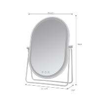 Professional LED Vanity Mirror 3 Color Modes Dimmable Touch Control Metal+Glass Oval Shape Magnifying Feature Personalized