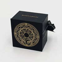Boîte d'emballage cadeau recyclable en papier carton de luxe personnalisé pour boucles d'oreilles collier boîte à bijoux avec ruban