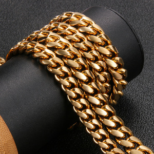 Collar de cadena de eslabones cubanos para hombre, cadena de eslabones, 6, 8, 10, 12, 14, 16, 18mm, <span class=keywords><strong>316L</strong></span>, de acero inoxidable grueso, chapado en oro de 18k, Hip Hop, Miami - Product Image 5