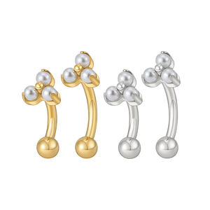 Rechter Grand ASTM F136 Titanium 16G <span class=keywords><strong>Pearl</strong></span> Trinity Flower <span class=keywords><strong>Labret</strong></span> Internally Threaded Rook Oorring Wenkbrauwpiercing - Product Image 1