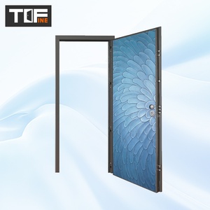 Blanc antivol italie chinois occidental Double feuille forme Led blindé acier sécurité verre métal <span class=keywords><strong>porte</strong></span> d'entrée pour <span class=keywords><strong>appartement</strong></span> - Product Image 4