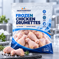 Sacs d'emballage plastique personnalisés pour aliments surgelés, pochette à trois soudures latérales avec fenêtre transparente pour poulet surgelé, viande, fruits de mer