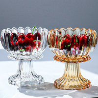 Vente en gros de bols à fruits en verre à pied haut, design minimaliste, style chinois unique, pour salle à manger
