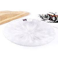 Assiette de présentation en verre gaufré argenté en gros, plat décoratif en verre pour mariage, centre de table de banquet, assiette de présentation ronde en verre