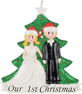La nostra Prima Di <span class=keywords><strong>Natale</strong></span> Come Il Signor e la signora Ornamento Albero di Coppie Regalo di Capelli Biondi Sposa e Lo Sposo Regalo di Nozze 1st <span class=keywords><strong>Natale</strong></span> - Product Image 1