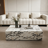 Table basse rectangulaire de luxe moderne avec plateau en marbre blanc Arabescato, meubles décoratifs pour la maison, la villa, le salon, l'hôtel