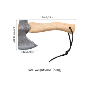 Haches en gros à manche en bois (13 po) avec tête en acier inoxydable pour la survie en extérieur, l'abattage et le fendage, pour le camping et la randonnée en milieu sauvage - Product Image 2