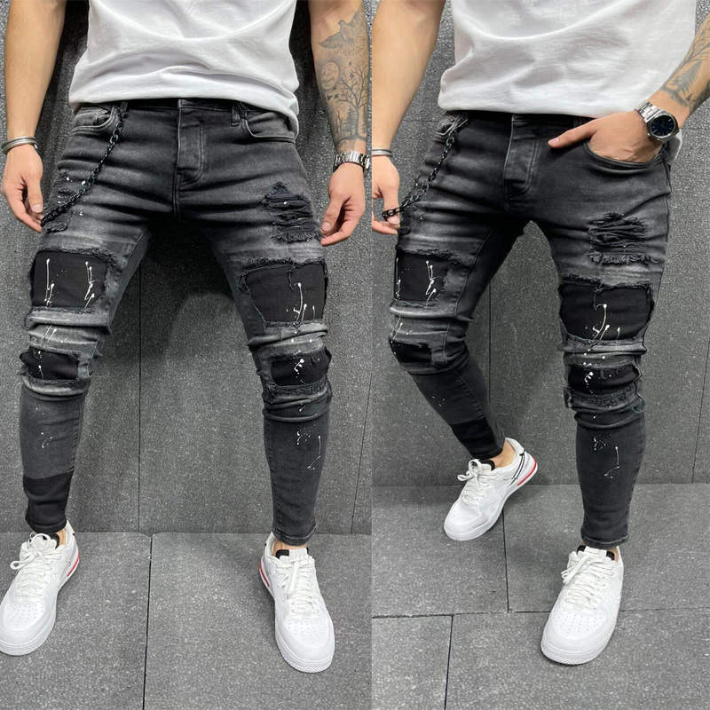 2024 OEM Wholesale Price Latest Private Label Men Trousers Jeans Homme  Patchwork Jeans