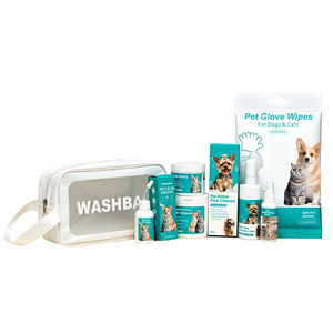 Furrivo Kit de Voyage et Nettoyage 6-en-1 pour Chiens et Chats : Sac de Lavage, Mousse pour Pattes, Gouttes Auriculaires, Gant, Lingettes, Gouttes Oculaires, Spray Désodorisant, Tissu Non-Tissé - Product Image 2