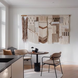 Tapiz de Macramé Tejido de Algodón Extra Grande con Diseño Bohemio y Patrón Vertical para Decoración de Cumpleaños o Aniversarios - Product Image 4