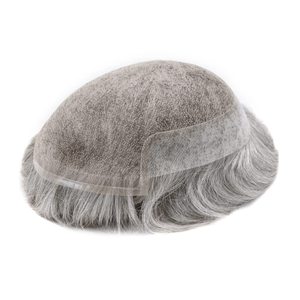 Prótesis Capilar de Encaje Frontal de Cabello Humano para Hombres, Gris Natural, Sistema de Reemplazo con Base Invisible de PU - Product Image 2