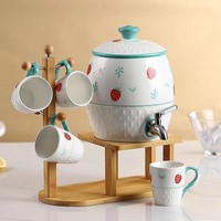 Pot à eau personnalisé avec robinet Keg Pot à vin en porcelaine pichet de bar 3L Mug150ml Conteneur à jus en céramique