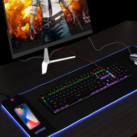 Tapis de souris étendu avec chargeur sans fil Qi 15W avec LED Soft RGB Gaming XXXL Mat Tapis de souris de jeu à chargement sans fil