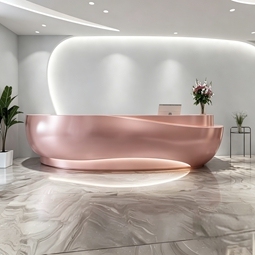 High End Simple Wooden Art Reception Counter Custom for Villa Club Hotel Lobby Commercial Furniture - Product Image 5