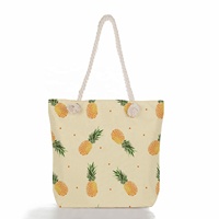 Sac de plage personnalisé en usine, imprimé fruits d'été, grand sac à bandoulière zippé pour femme, pastèque, fraise, sac de voyage