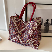 Nouveau sac fourre-tout à bandoulière en toile de style bohème portable de grande capacité pour femmes