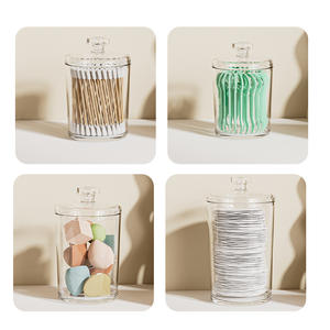 Juego de tarros organizadores de maquillaje de plástico transparente con tapa para toallitas de algodón, hisopos y esponjas, contenedor de almacenamiento de cosméticos, tres tamaños - Product Image 2